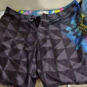 Geometric Black Swim Shorts
